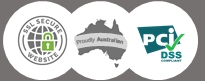 three certificates showing that simplyEstate.com.au is a secure website using secure payment gateways and is proudly australian