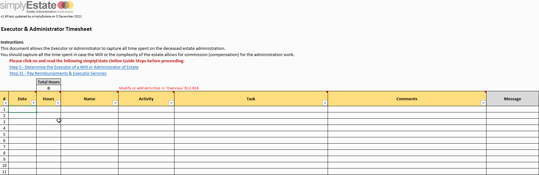 Simple Executor Checklists & Tools for a Deceased Estate