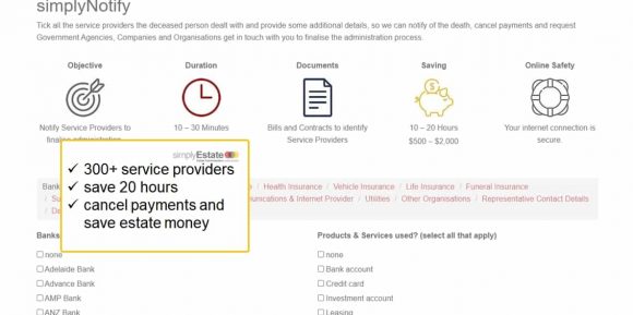 20191204_simplyNotify v1.1 a picture of the simplyNotify screen showing the objectives duration documents and savings