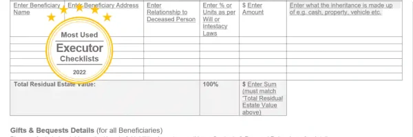 a snippet of an estate distribution letter template to communicate to beneficiaries what their inheritance will be