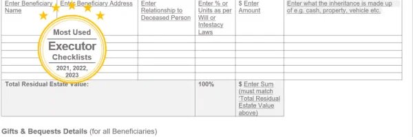 a snippet of an estate distribution letter template to communicate to beneficiaries what their inheritance will be and request sign off