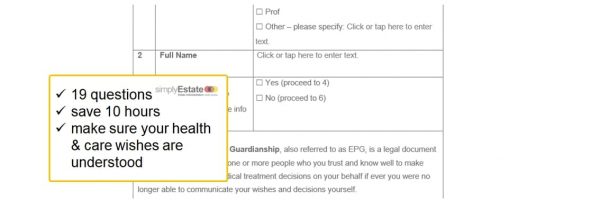 a picture of an estate planning checklists to capture health and care wishes of a testator