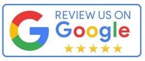 a button with the google logo and five stars to invite google reviews by customers