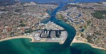 Mandurah_350x180_50 an arial view of the City of Mandurah in Western Australia showing the beach, city and waterfront
