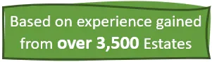 experience from over 3500 Estates green plaque stating experience from over 3500 deceased estates