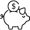 simplySave_100x100 piggy bank with a Dollar being dropped through the slot symbolising the time and financial savings for this particular estate planning section